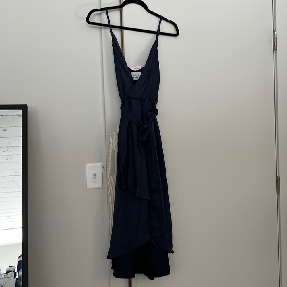 Hello Molly Navy Midi Wrap Dress